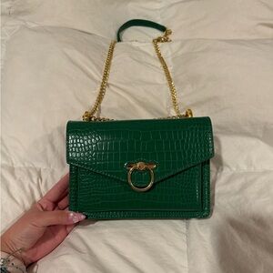 Jw Pei Dark Green Crocodile Shoulder Bag